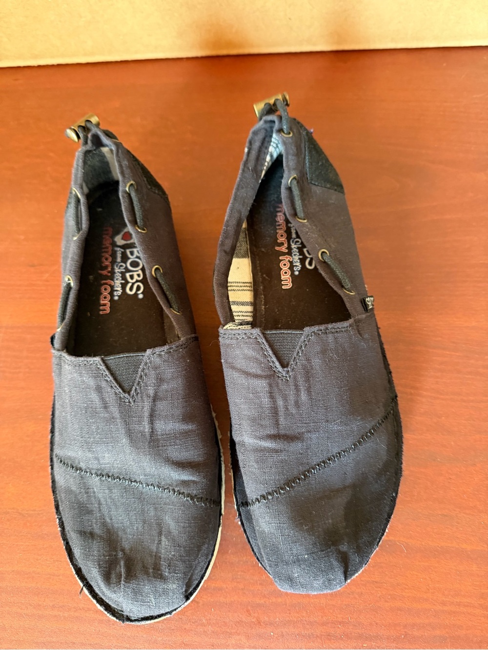 BOBS from Skechers Women's Black Canvas Slip-On Loafers